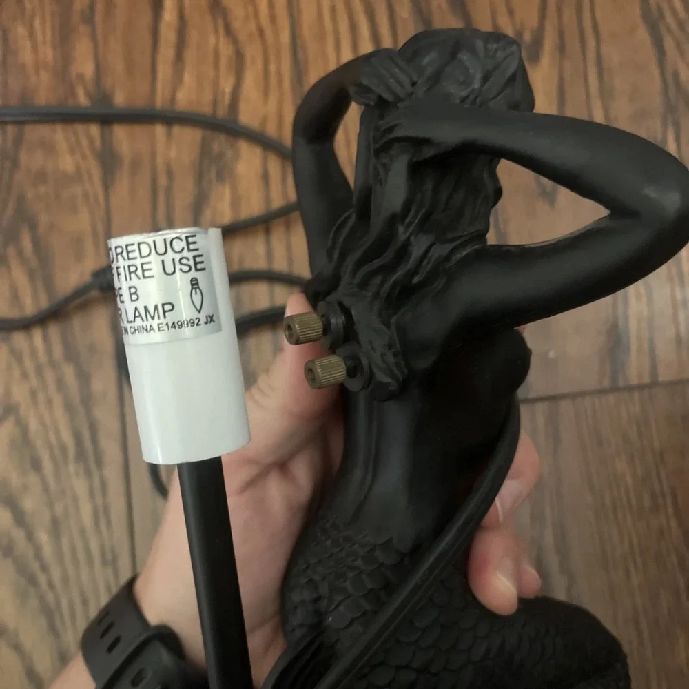 Art Deco Inspired Nude Female Table Lamp Black Mid Century Naked Mermaid 10